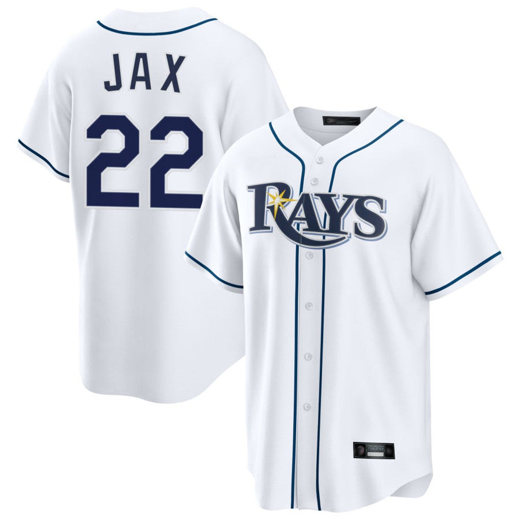 Tampa Bay Rays #22 Griffin Jax Player White Home Game Stitched Baseball Jersey
