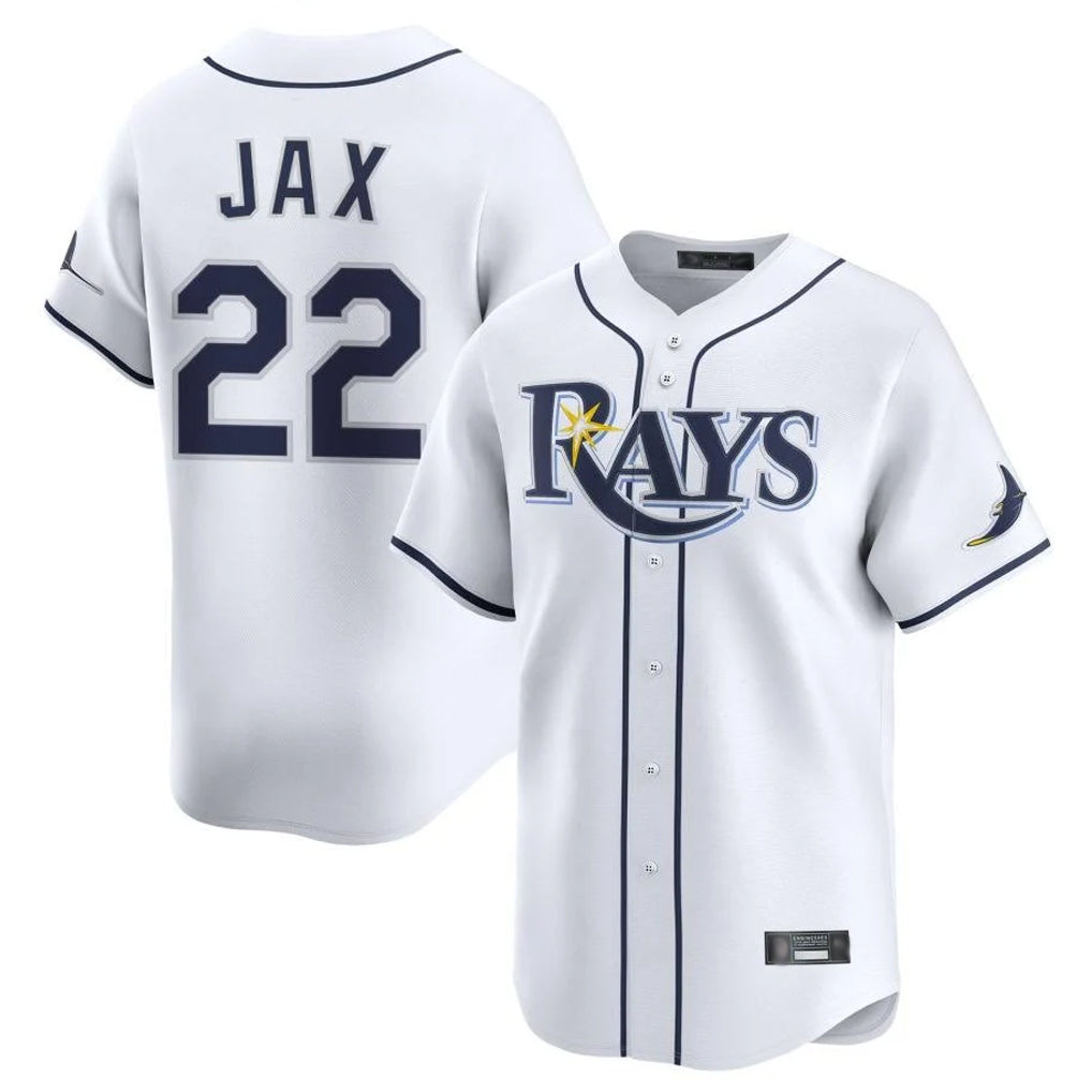 Tampa Bay Rays #22 Griffin Jax Player White Home Limited Stitched Baseball Jersey