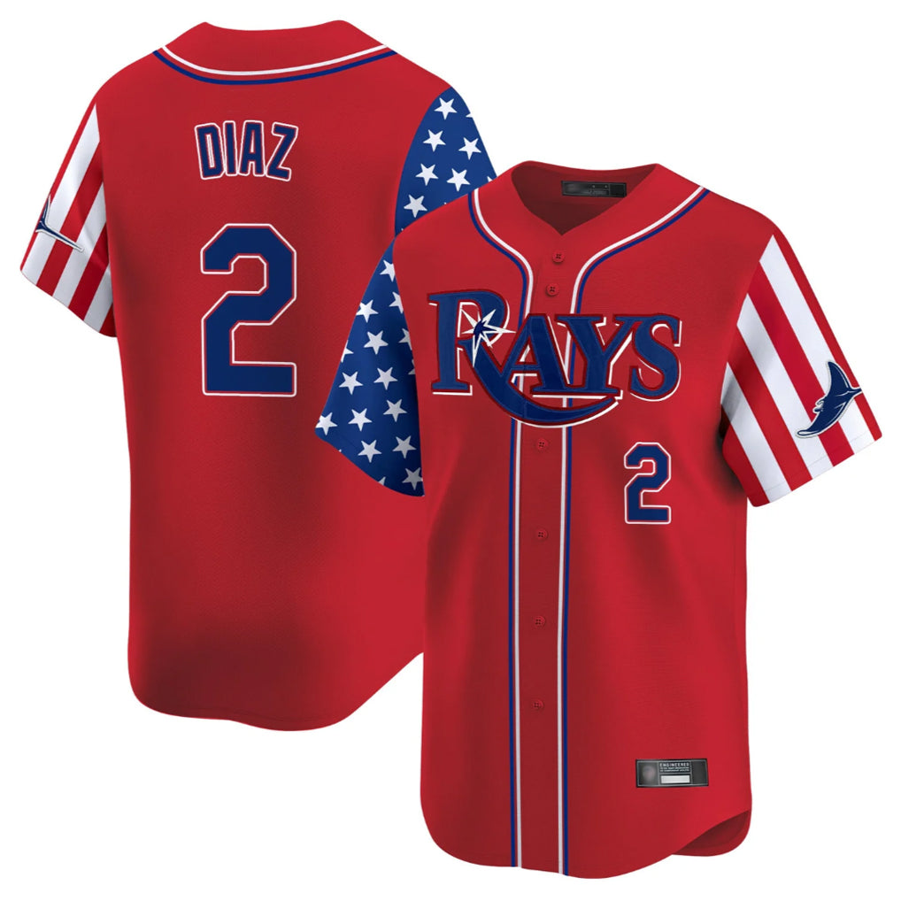 Tampa Bay Rays #2 Yandy Diaz Player Red 2025 Independence Day Vapor Premier Limited Stitched Baseball Jersey