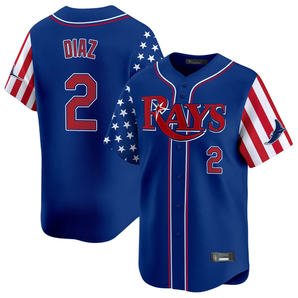 Tampa Bay Rays #2 Yandy Diaz Player Royal 2025 Independence Day Vapor Premier Limited Stitched Baseball Jersey