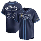 Tampa Bay Rays #57 Drew Rasmussen Player Navy Home Limited Stitched Baseball Jersey