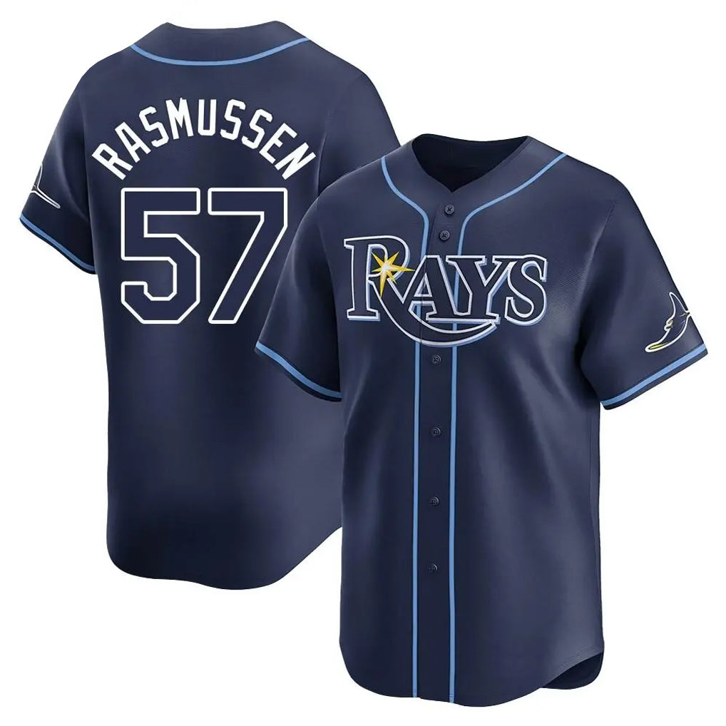 Tampa Bay Rays #57 Drew Rasmussen Player Navy Home Limited Stitched Baseball Jersey