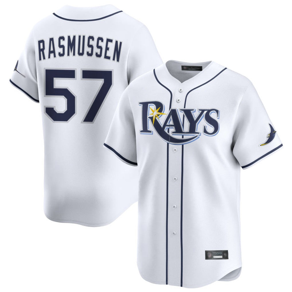 Tampa Bay Rays #57 Drew Rasmussen Player White Home Limited Stitched Baseball Jersey