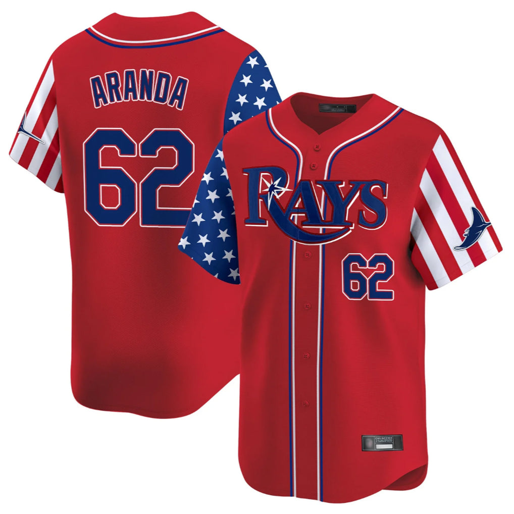 Tampa Bay Rays #62 Jonathan Aranda Player Red 2025 Independence Day Vapor Premier Limited Stitched Baseball Jersey