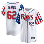 Tampa Bay Rays #62 Jonathan Aranda Player White 2025 Independence Day Vapor Premier Limited Stitched Baseball Jersey