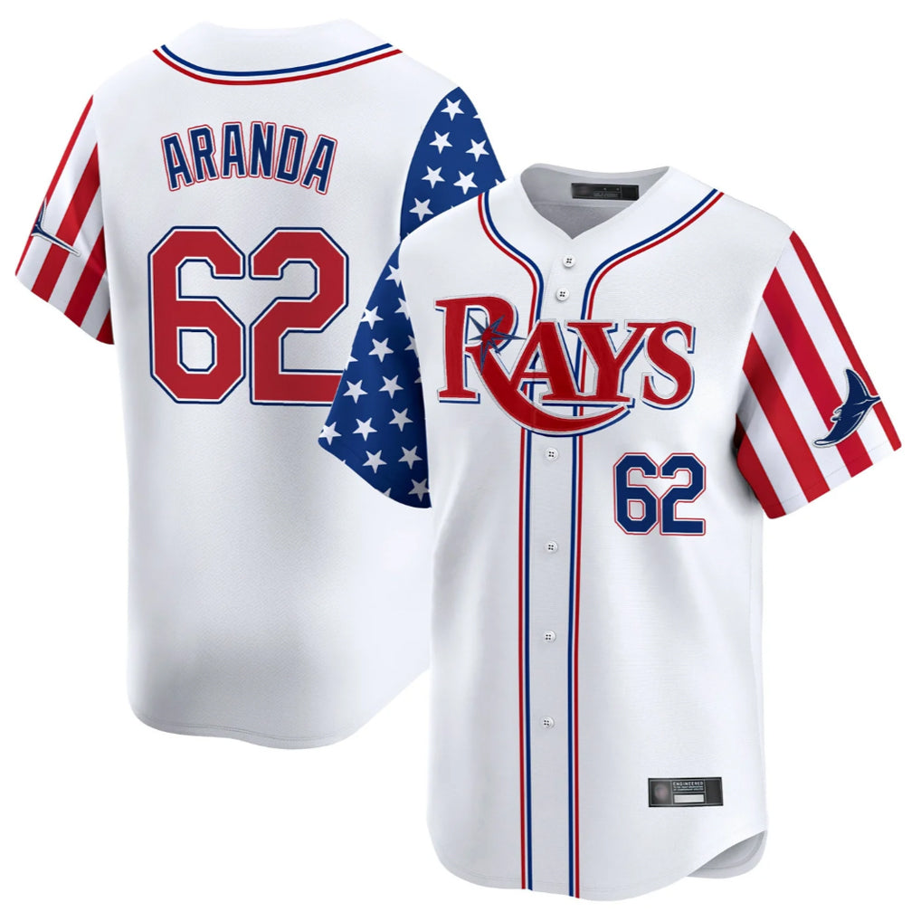 Tampa Bay Rays #62 Jonathan Aranda Player White 2025 Independence Day Vapor Premier Limited Stitched Baseball Jersey