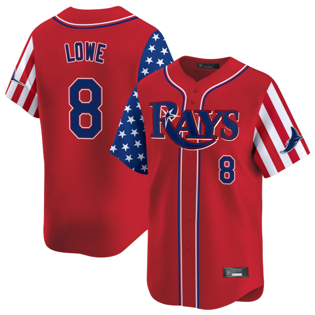 Tampa Bay Rays #8 Brandon Lowe Player Red 2025 Independence Day Vapor Premier Limited Stitched Baseball Jersey