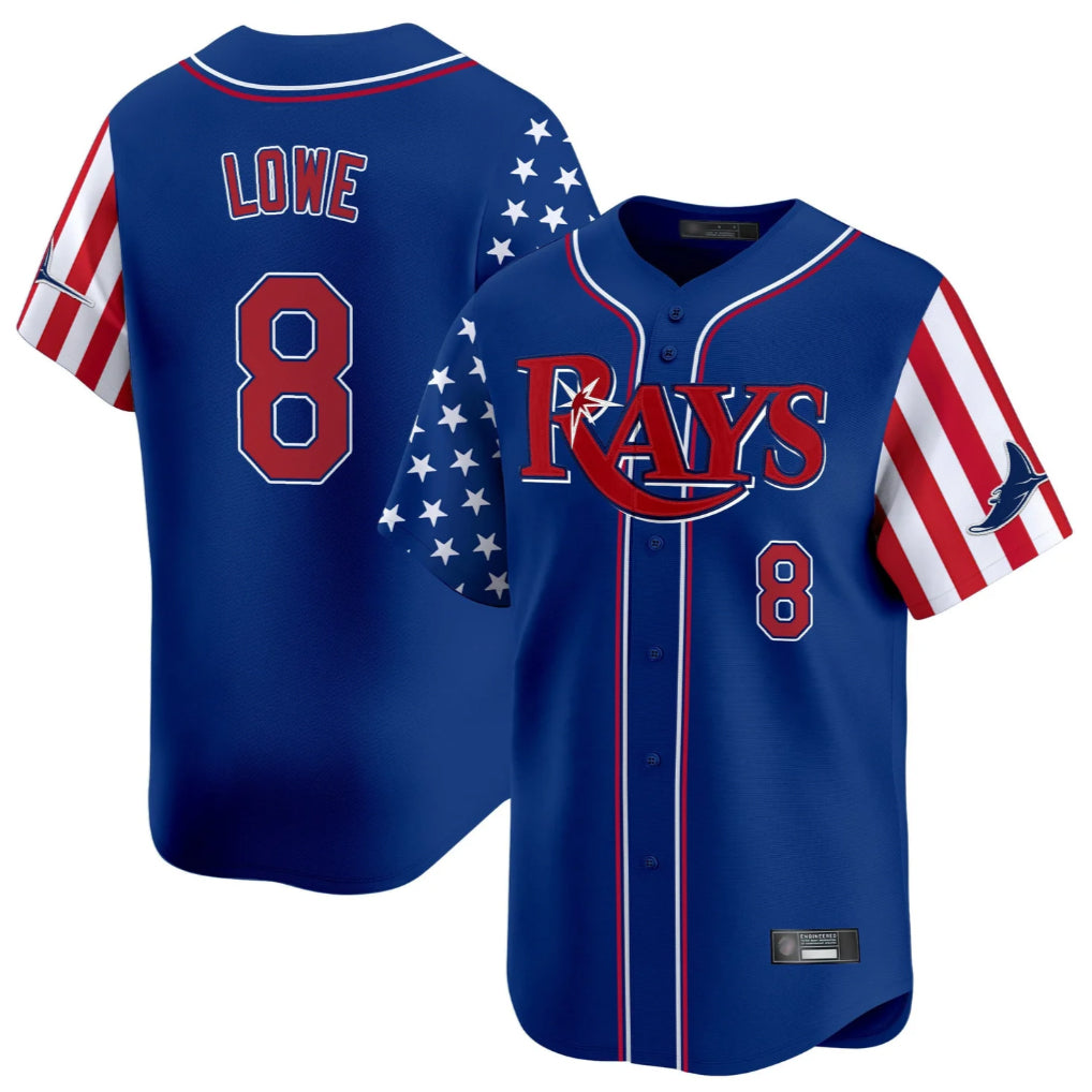 Tampa Bay Rays #8 Brandon Lowe Player Royal 2025 Independence Day Vapor Premier Limited Stitched Baseball Jersey