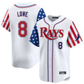 Tampa Bay Rays #8 Brandon Lowe Player White 2025 Independence Day Vapor Premier Limited Stitched Baseball Jersey
