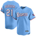 Texas Rangers #21 Jake Burger Player Light Blue Home Limited Stitched Baseball Jersey
