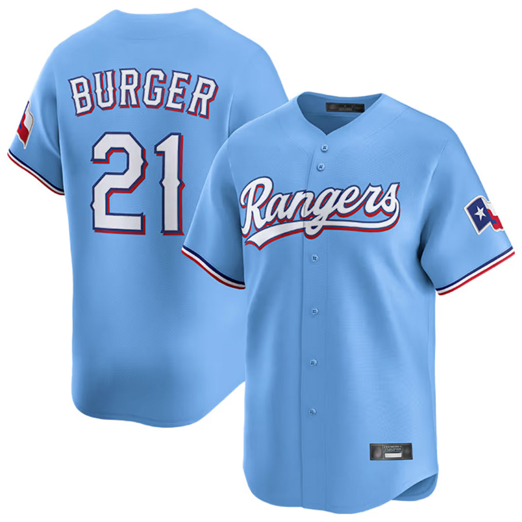 Texas Rangers #21 Jake Burger Player Light Blue Home Limited Stitched Baseball Jersey