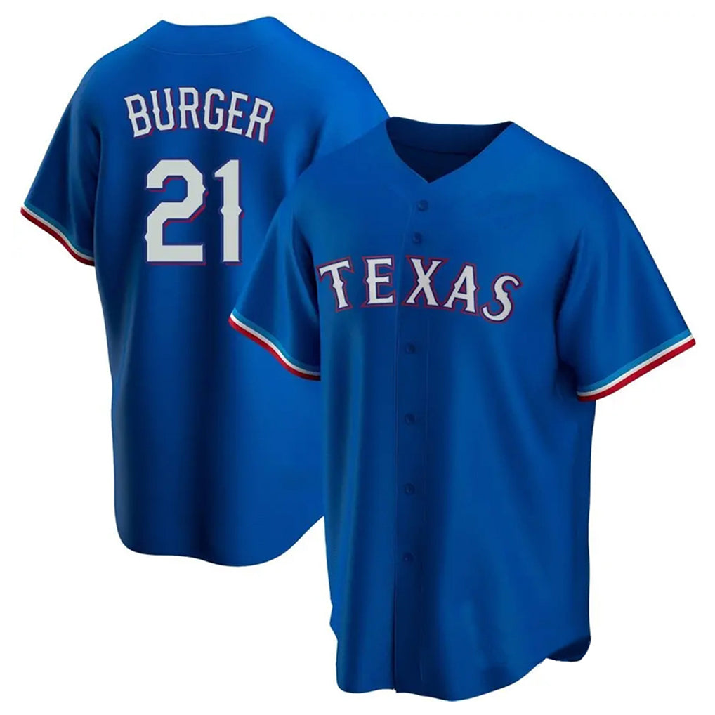 Texas Rangers #21 Jake Burger Player Royal Home Replica Game Stitched Baseball Jersey
