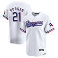 Texas Rangers #21 Jake Burger Player White&Blue Home Limited Stitched Baseball Jersey