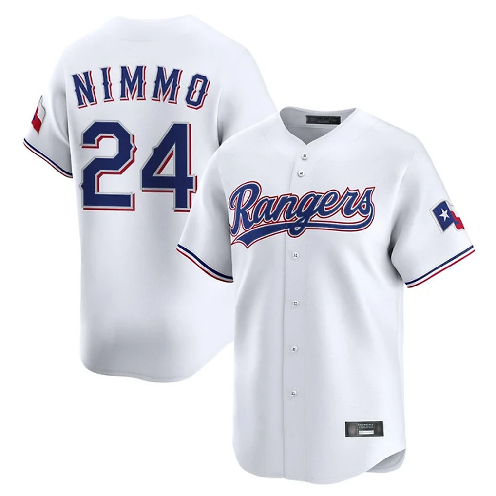 Texas Rangers #24 Brandon Nimmo Player White Home Limited Stitched Baseball Jersey