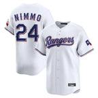Texas Rangers #24 Brandon Nimmo Player White Home Limited Stitched Baseball Jersey