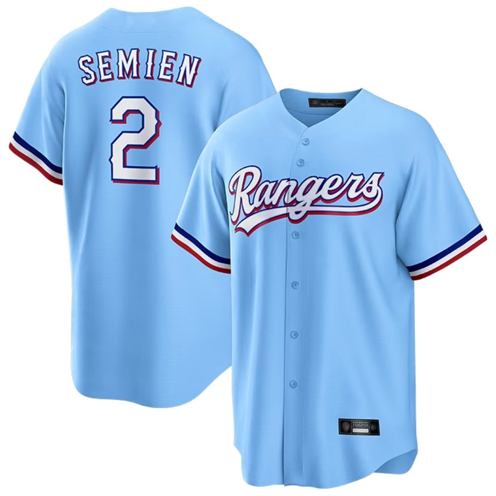 Texas Rangers #2 Marcus Semien Player Light Blue Replica Game Stitched Baseball Jersey