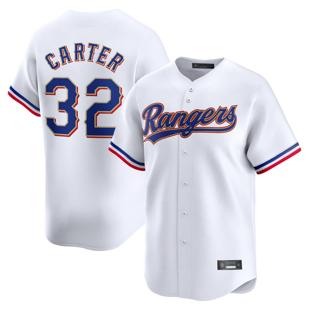 Texas Rangers #32 Evan Carter Player Gold Collection Limited Edition White Stitched Baseball Jersey