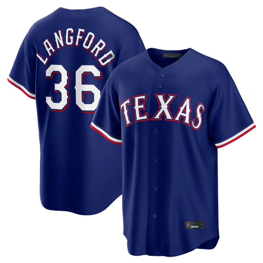 Texas Rangers #36 Wyatt Langford Player Royal Home Game Stitched Baseball Jersey
