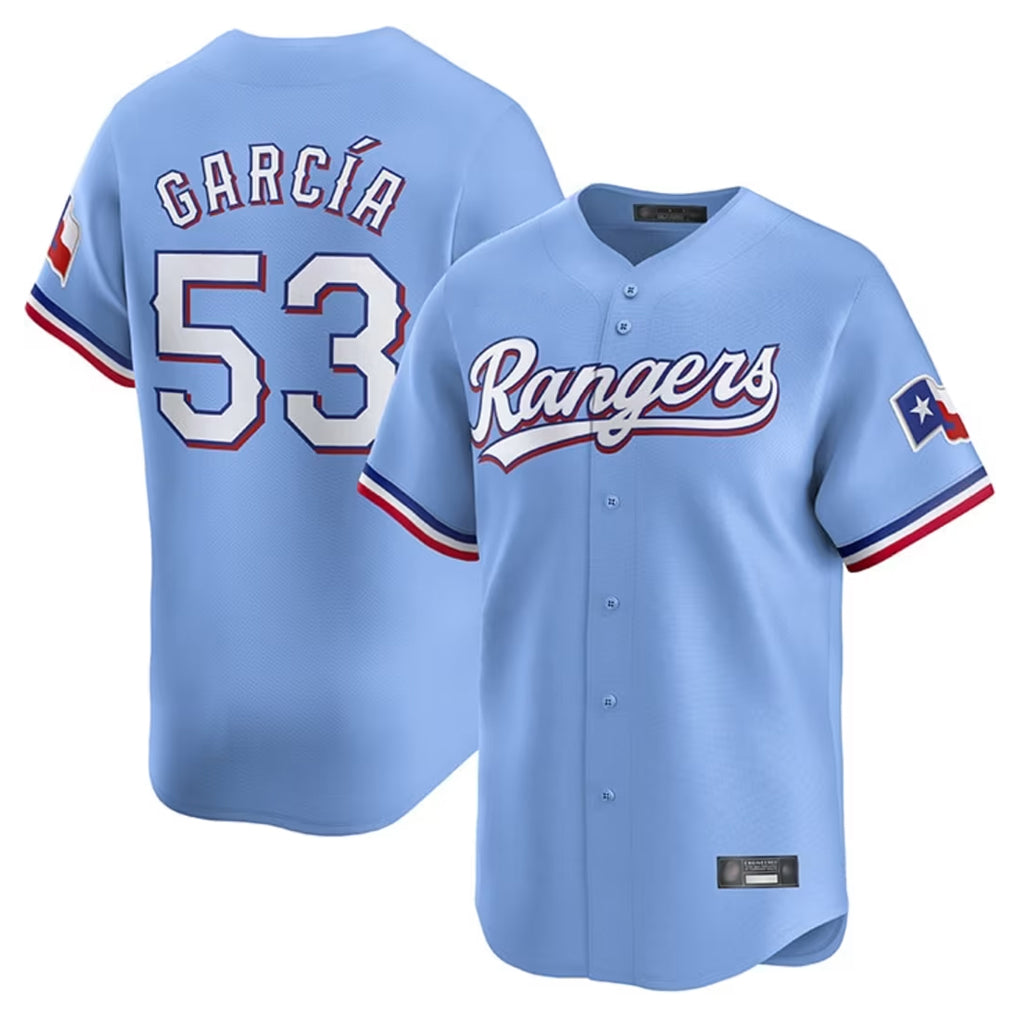 Texas Rangers #53 Adolis Garcia Player Light Blue Home Limited Stitched Baseball Jersey