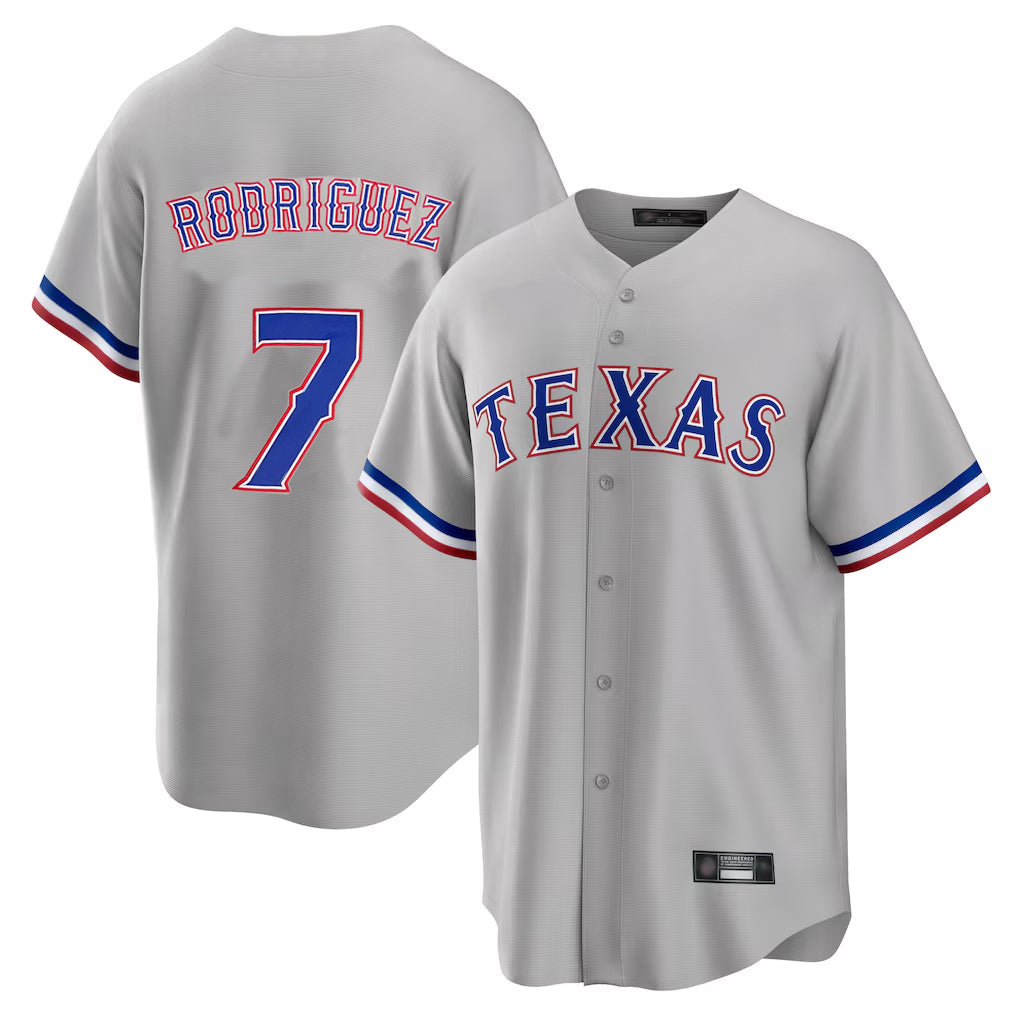 Texas Rangers #7 Ivan Rodriguez Player Gray Home Game Stitched Baseball Jersey
