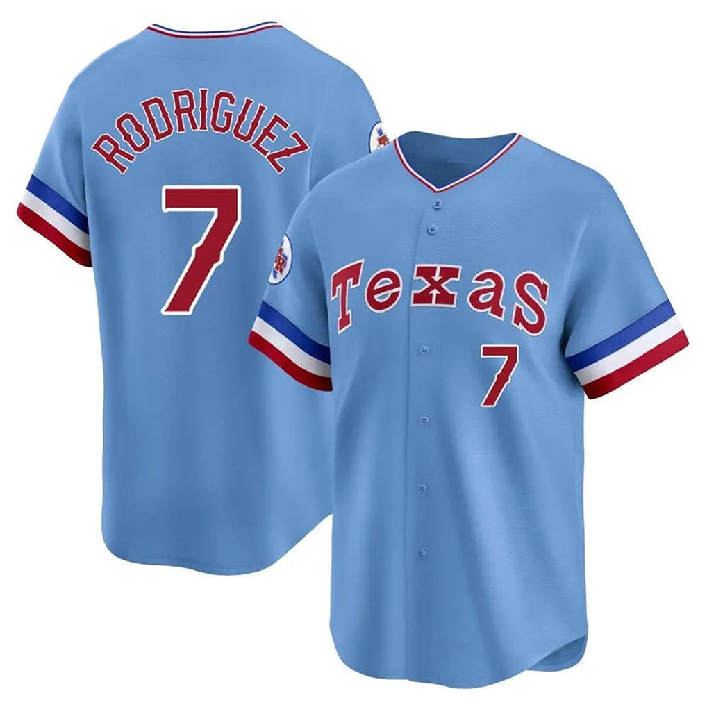 Texas Rangers #7 Ivan Rodriguez Player Light Blue Cooperstown Collection Limited Stitched Baseball Jersey