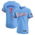 Texas Rangers #7 Ivan Rodriguez Player Light Blue Limited Home Elite Stitched Baseball Jersey