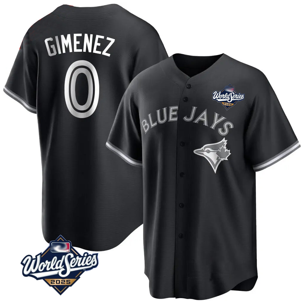 Toronto Blue Jays #0 Andres Gimenez Player Black 2025 World Series Game Stitched Baseball Jersey