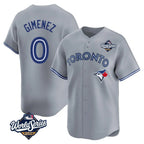 Toronto Blue Jays #0 Andres Gimenez Player Gray 2025 World Series Game Stitched Baseball Jersey