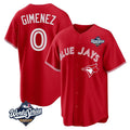Toronto Blue Jays #0 Andres Gimenez Player Red 2025 World Series Limited Stitched Baseball Jersey