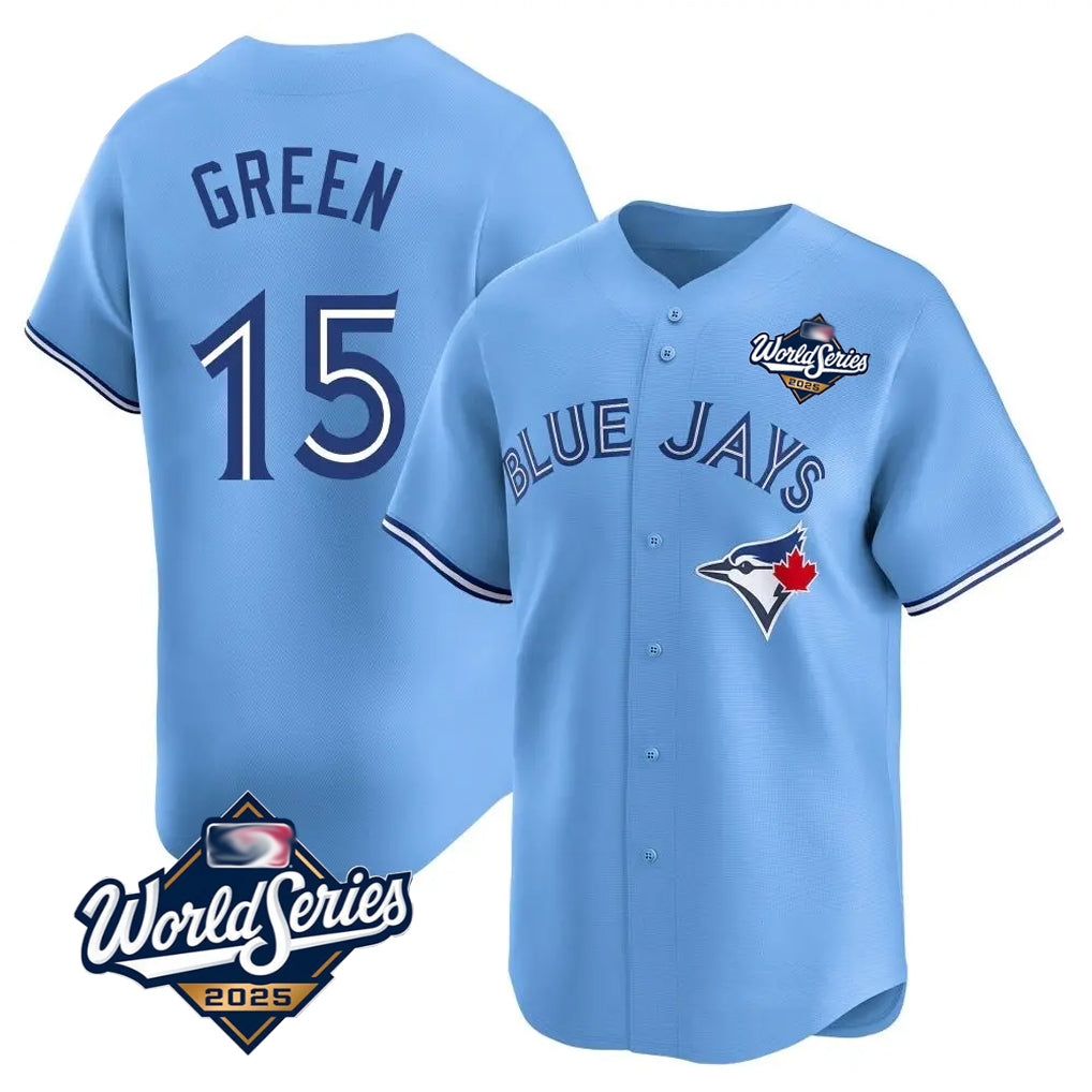 Toronto Blue Jays #15 Chad Green Player Blue 2025 World Series Game Stitched Baseball Jersey