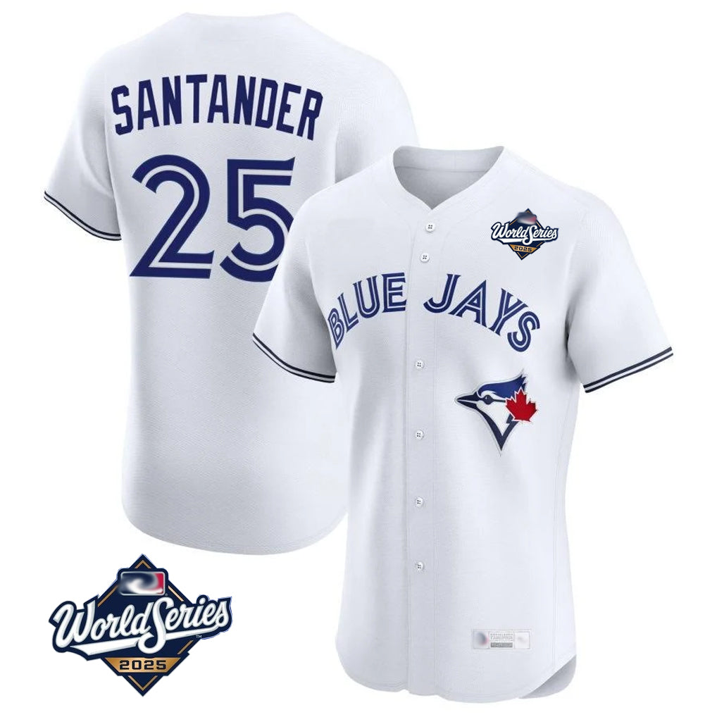 Toronto Blue Jays #25 Anthony Santander Player White 2025 World Series Elite Limited Home Stitched Baseball Jersey