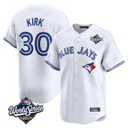 Toronto Blue Jays #30 Alejandro Kirk Player White 2025 World Series Home Limited Stitched Baseball Jersey