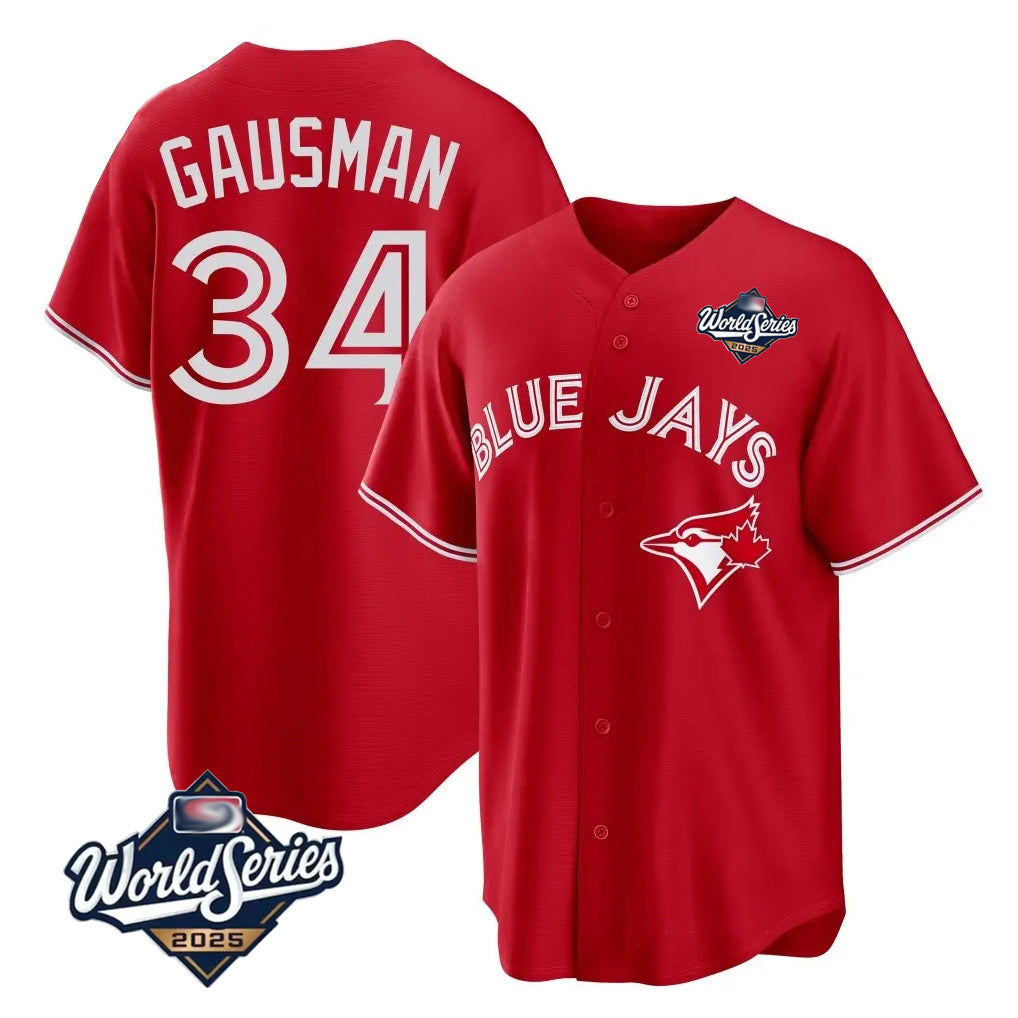 Toronto Blue Jays #34 Kevin Gausman Player Red 2025 American League All Stitched Baseball Jersey