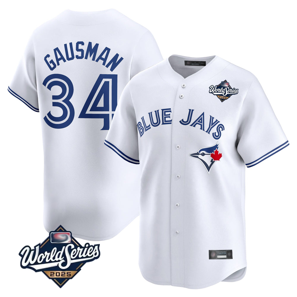 Toronto Blue Jays #34 Kevin Gausman Player White 2025 World Series Home Limited Stitched Baseball Jersey