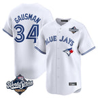 Toronto Blue Jays #34 Kevin Gausman Player White 2025 World Series Home Limited Stitched Baseball Jersey
