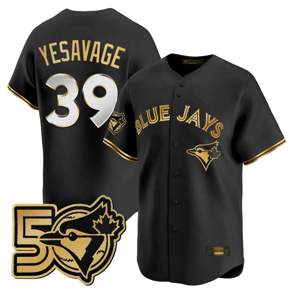 Toronto Blue Jays #39 Trey Yesavage Player Black 50 Seasons Patch Vapor Premier Limited All Stitched Baseball Jersey