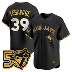 Toronto Blue Jays #39 Trey Yesavage Player Black 50 Seasons Patch Vapor Premier Limited All Stitched Baseball Jersey