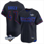 Toronto Blue Jays #47 Addison Barger Player Black 2025 World Series City Connect Stitched Baseball Jersey