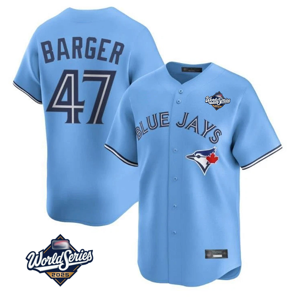 Toronto Blue Jays #47 Addison Barger Player Blue 2025 World Series Limited Stitched Baseball Jersey