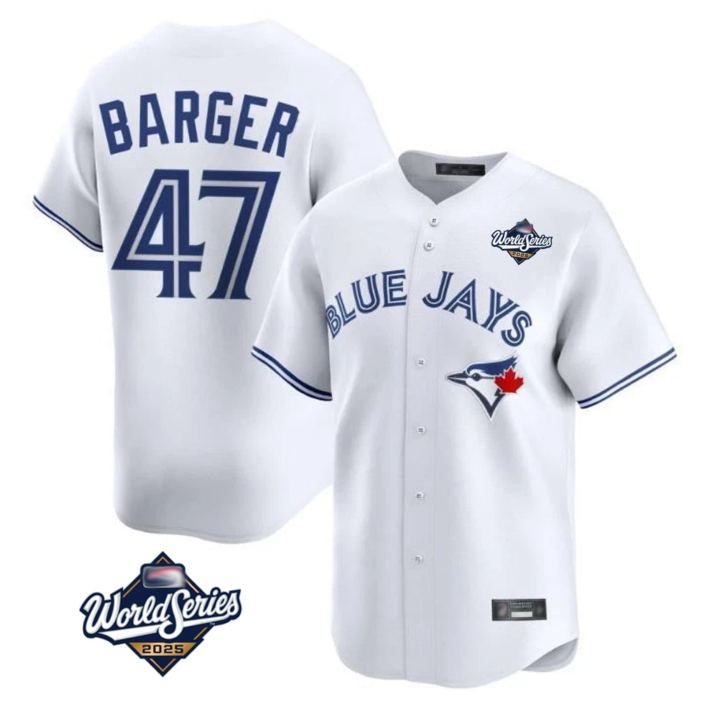 Toronto Blue Jays #47 Addison Barger Player White 2025 World Series Limited Stitched Baseball Jersey