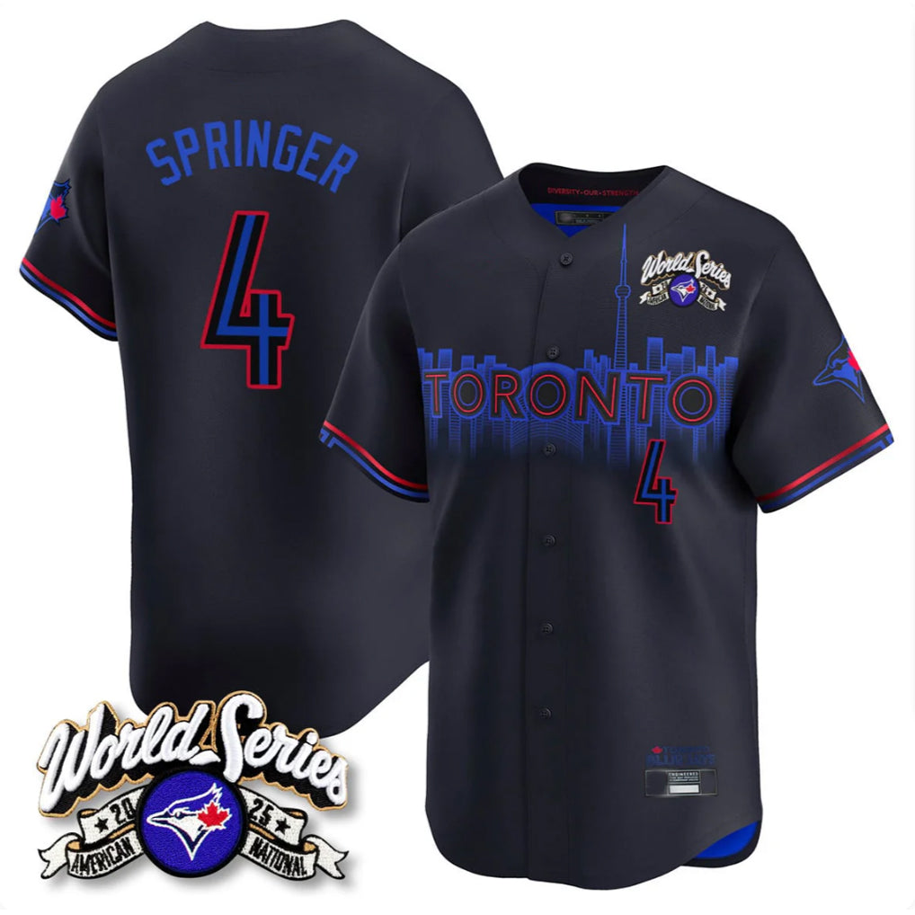 Toronto Blue Jays #4 George Springer Player Black 2025 American League City Connect Limited Stitched Baseball Jersey