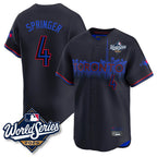 Toronto Blue Jays #4 George Springer Player Black 2025 World Series City Connect Stitched Baseball Jersey