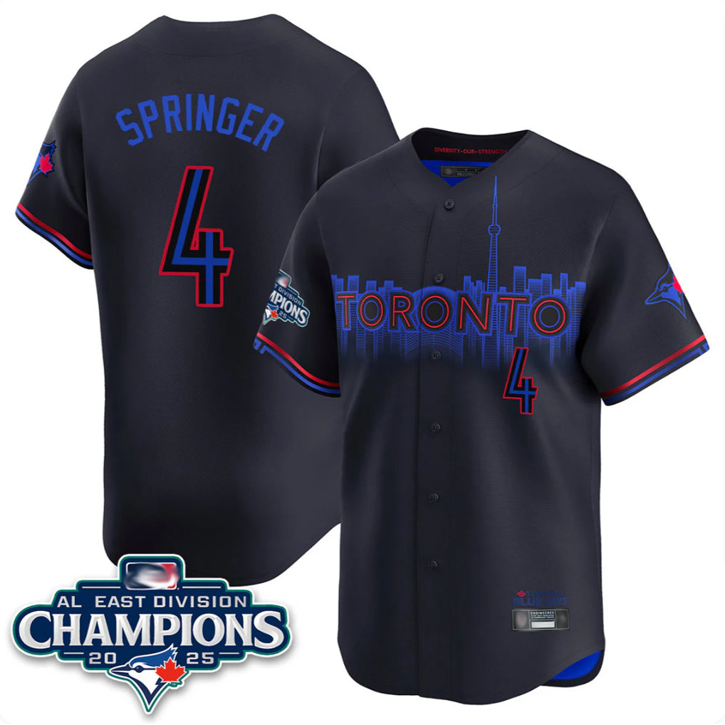 Toronto Blue Jays #4 George Springer Player Black AL East Division City Connect Limited Stitched Baseball Jersey