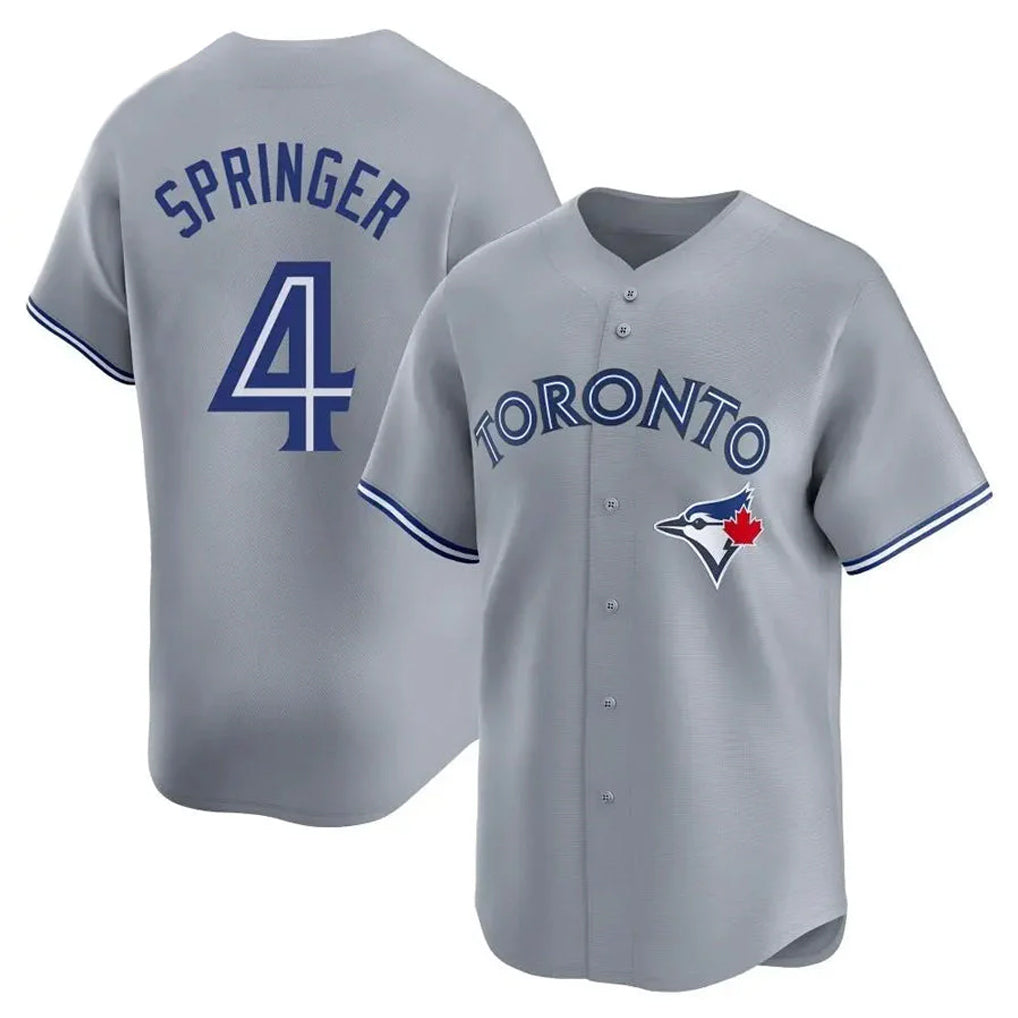 Toronto Blue Jays #4 George Springer Player Gray Home Limited Stitched Baseball Jersey