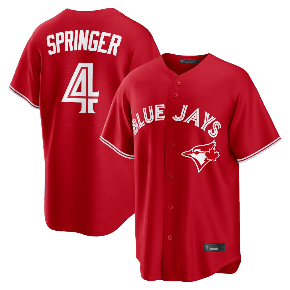 Toronto Blue Jays #4 George Springer Player Red Home Game Stitched Baseball Jersey