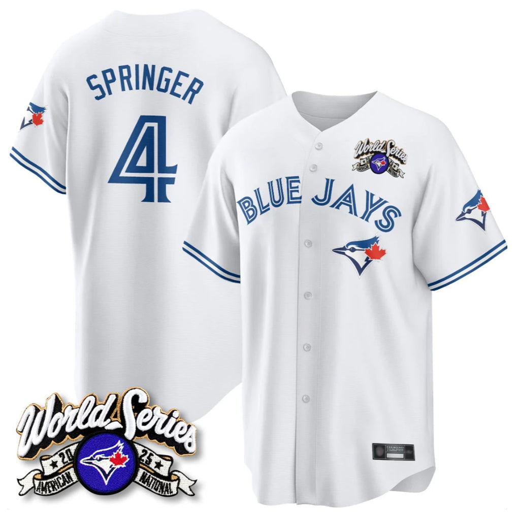 Toronto Blue Jays #4 George Springer Player White 2025 American League All Stitched Baseball Jersey