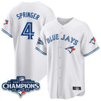 Toronto Blue Jays #4 George Springer Player White 2025 World Series Stitched Baseball Jersey