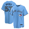 Toronto Blue Jays #57 Shane Bieber Player Blue Home Stitched Baseball Jersey