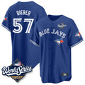 Toronto Blue Jays #57 Shane Bieber Player Royal 2025 World Series All Stitched Baseball Jersey