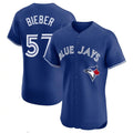 Toronto Blue Jays #57 Shane Bieber Player Royal Elite Home Limited Stitched Baseball Jersey